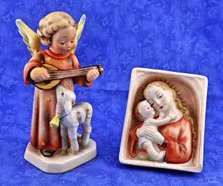 Hummel Figurines Angel Serenade with Lamb #83 & Madonna #48 