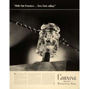  1937 Ad Corning Glass Corkscrew San Francisco New York 