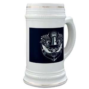 Stein (Glass Drink Mug Cup) Lighthouse Crest Anchor