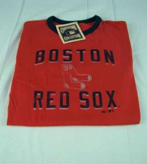 Mens Majestic MLB Boston Red Sox Ringer T Shirt Red any size S M L XL 