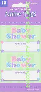Baby Shower Self Adhesive Name Tags 16ct  