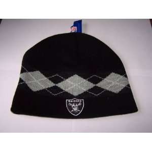   Raiders Beanie Argyle Style Reebok Knit Hat Cap