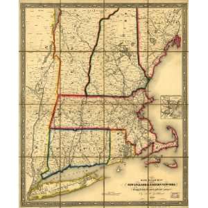  1849 Map Railroads, New England