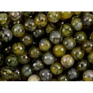 10mm Dark Cracked Agate Faceted Round Bead Strand Arts 