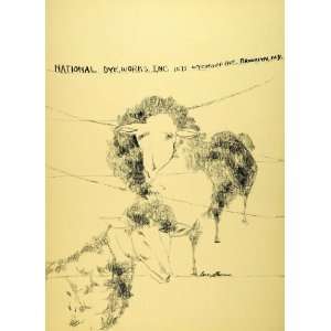 1957 Lithograph Serai Sherman Sheep Art National Dye Works Fabric Wool 