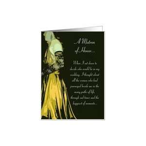  Yellow Dress Matron of Honor Request Card Health 