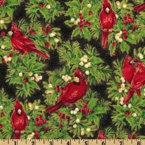   Cardinals Red/Green/Black Fabric By The Yard: Arts, Crafts & Sewing