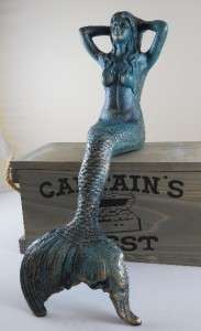 Iron Mermaid Figure Mermaids Statue Tiki Nautical Decor Figurines Sea 
