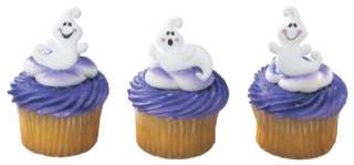   GHOSTS Casper Scary Cute (12) Plastic Party Cupcake Favor RINGS  