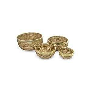 Cane and brass basket, Country Casual (set of 4) 