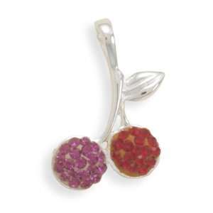   Sterling Silver Crystal Cherries Pendant West Coast Jewelry Jewelry