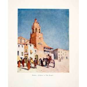  1905 Color Print Ronda Scene Piazza Spain Malaga Cueva de 