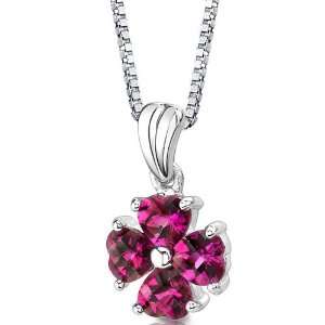   Heart Shape Checkerboard Cut Ruby Pendant with 18 inch Silver Necklace