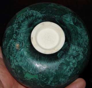 Unusual Signed Studio Pottery Vase w Green Crystalline  