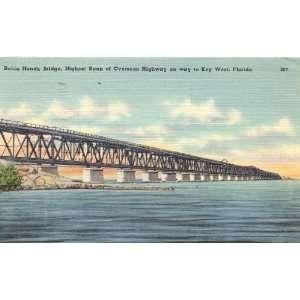  1940s Vintage Postcard   Bahia Honda Bridge   Key West 