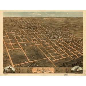 Historic Panoramic Map Birds eye view of the city of Monmouth, Warren 