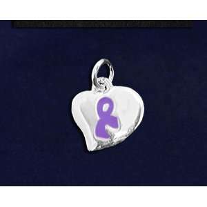  Purple Ribbon Puffed Heart Charm (Retail) 