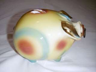 an super cute vintage piggy bank by hull pottery the cork is still 