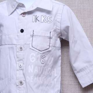 IKKS Baby Boy Striped Shirt Black Linen Pants Set Outfit size 12M 12 
