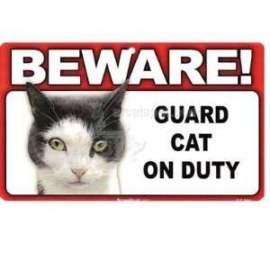    BEWARE Guard Cat on Duty Sign   Calico Cat