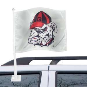  Georgia Bulldogs White Bulldog Head Car Flag Sports 