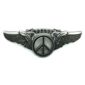   Large Silver Peace Sign Pilot Pin for Sky high Hippies and Deadheads