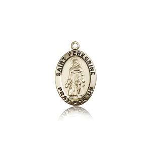 14kt Gold St. Saint Peregrine Medal 3/4 x 1/2 Inches 3986KT No Chain 