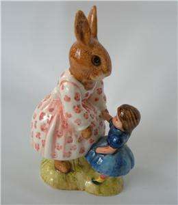 Vtg Royal Doulton Dollie Bunnykins Porcelain Figurine Mrs Bunny Rabbit 