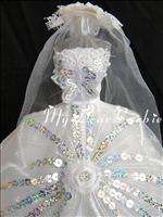 Wedding/Princess Gown Dress for Barbie Dolls, White#W001  