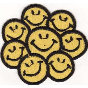   Smiley Happy Face Embroidered Iron on Patch S44: Arts, Crafts & Sewing