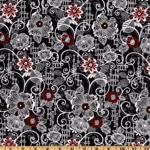   Masquerade V Floral Black Fabric By The Yard: Arts, Crafts & Sewing