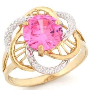  10k Two Tone Gold Pink CZ October Birthstone Ring Jewelry