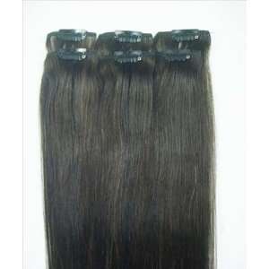  12 Pieces 20 Remy Clip in Human Hair Extensions #1b Dark 