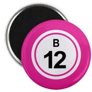  Bingo Ball B12 TWELVE Pink 2.25 inch Fridge Magnet 