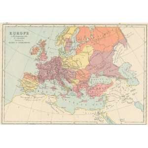  Bartholomew 1877 Antique Map of Europe in the Beginning of 