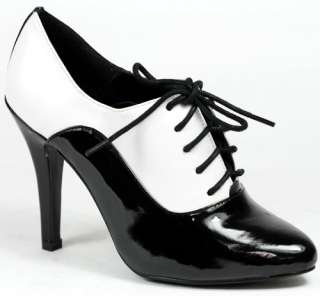 Black White Laceup Oxford Ankle Bootie 5.5 us Delicious  