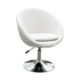  Barrel Adjustable Swivel Leisure Chair in White: Home 