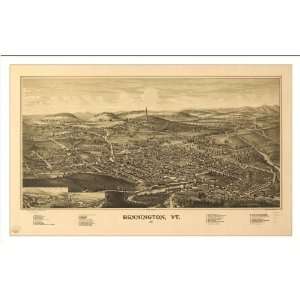 Historic Bennington, Vermont, c. 1887 (M) Panoramic Map Poster Print 