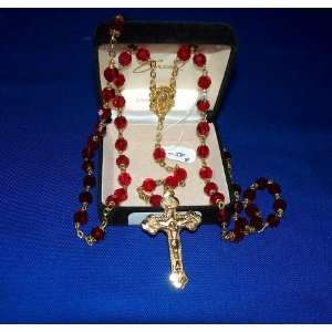  Ruby Red Beads Rosary 23 Long 
