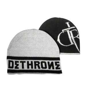  Dethrone Grey/Black Core Reversable Knit Hat: Sports 