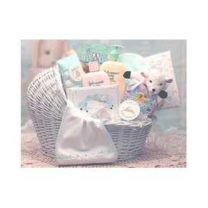  Welcome Baby Bassinet Gift Basket   Baby Boy Blue 
