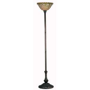 Diamond & Jewel Torchiere Tiffany Stained Glass Floor Lamp 72.5 Inches 