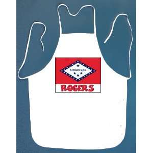 Rogers Arkansas BBQ Barbeque Apron with 2 Pockets White