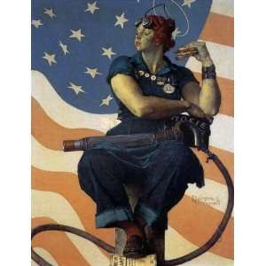  Norman Rockwell 22W by 30H  Rosie the Riveter CANVAS 