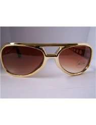 Elvis Kill Bill Sunglasses Gold Frame Brown Lens 100 % UV Protection 