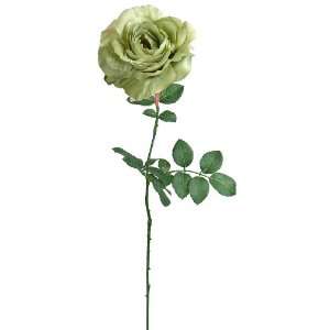   Single Stem Open Rose Silk Bridal Flower   Moss kr2