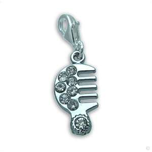  clip on Charm pendant silver hair comb with Zirkonia #9194 