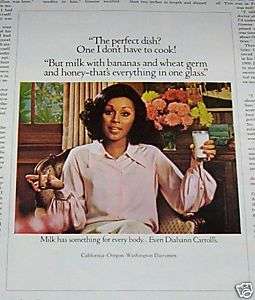 1973 advertising Beauty DIAHANN CARROLL drink MILK dairy   Vintage 