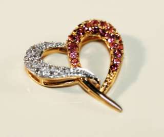   14K Gold Pink Tourmaline and Si Clarity Diamond Heart Pendant  