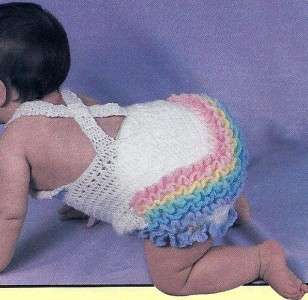 41B CROCHET PATTERN FOR: Babys Rainbow Sun Suit with Ruffled Behind 